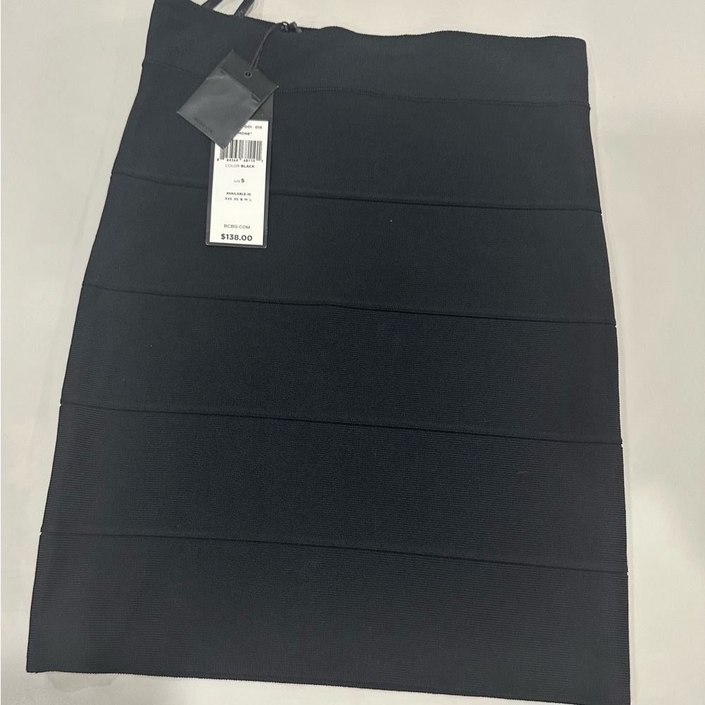 BCBG Black Ribbed Bandage Pencil Skirt